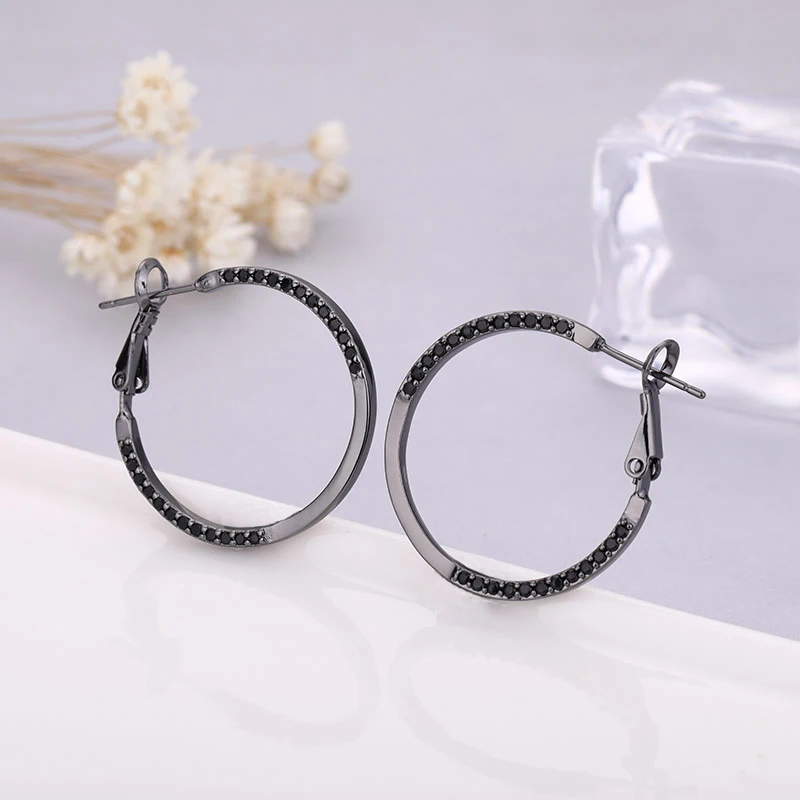 MAIKALE новые модные большие серьги круги Золотые/ААА черные кубические циркониевые