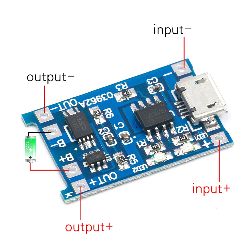 Зарядная плата TP4056 для литиевой батареи 5 В 1 А Micro USB 18650 модуль зарядного