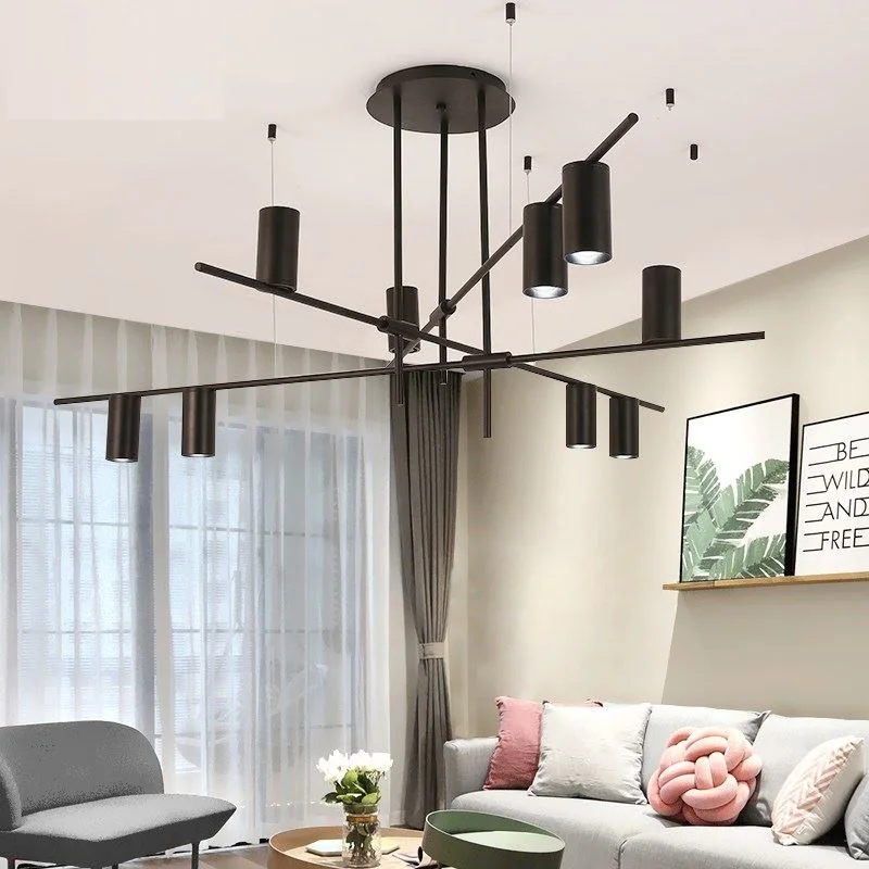 Скандинавская золотистая/черная металлическая светодиодная люстра GU10