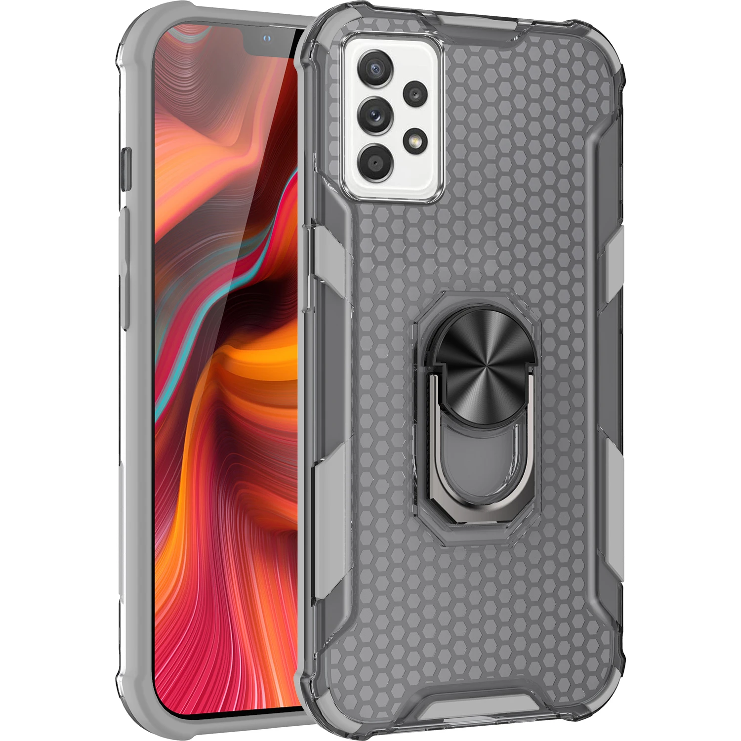 

Phone Case For Samsung Galaxy A22 A02 A32 A42 A72 M02 S20 S21 A52 Plus Ultra FE 4G 5G Ring Stand Shockproof Transparent Cover