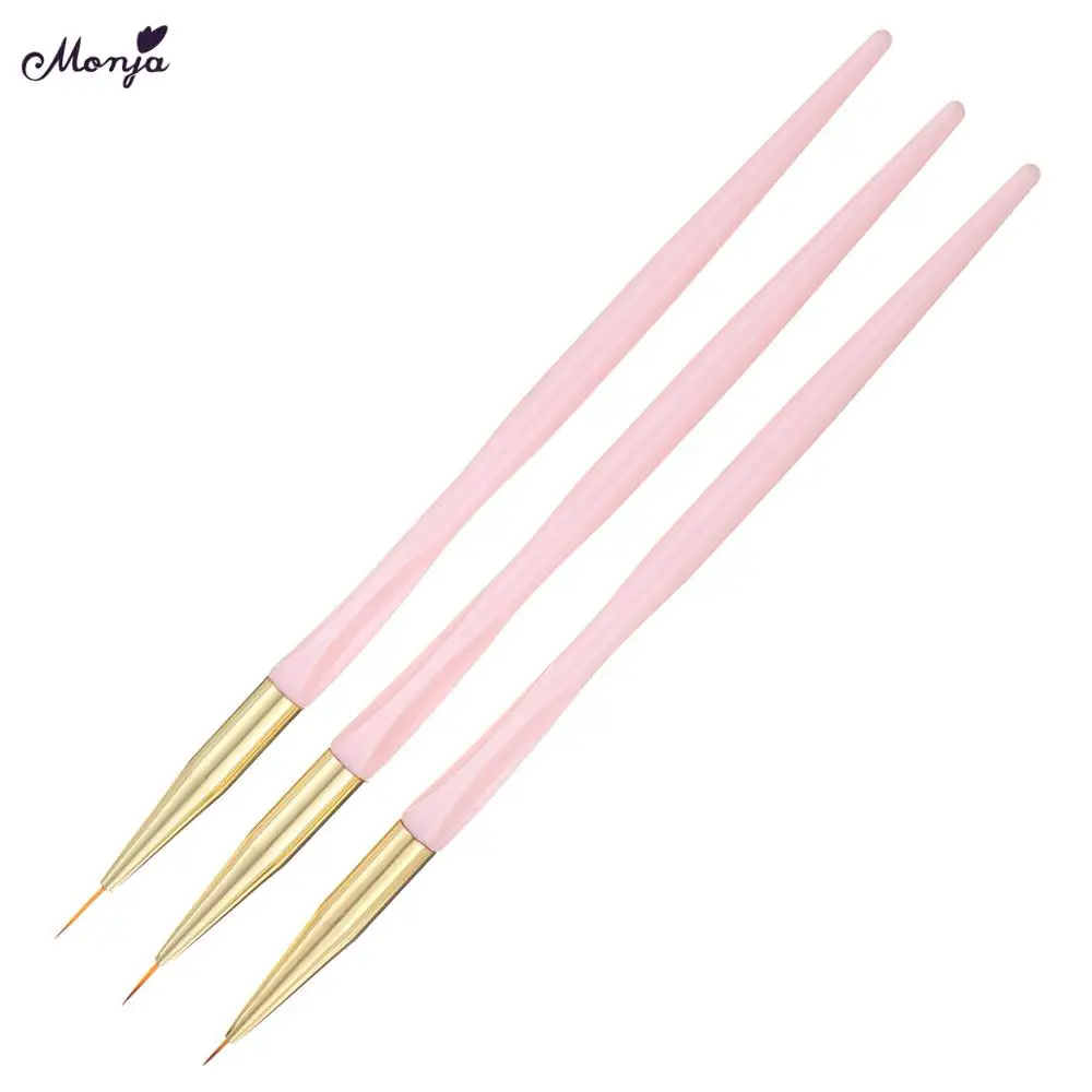 SKU003833-pink Monja 3 шт./компл. мульти Стиль ногтей Кисть Акриловая арт полоса маникюрный набор стразы французский цветок 3D сетки DIY инструменты для маникюра - Цвет: SKU003833-pink