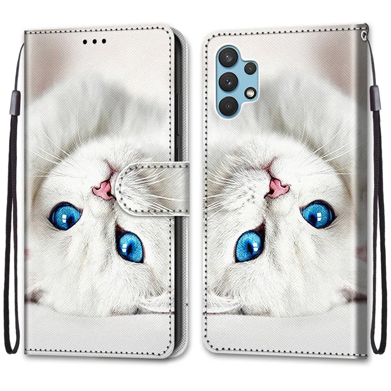 Cool Animals Case For Samsung Galaxy A32 4G A325 Flip Leather Case na For A32 5G A326 Wallet Cover Lion Bear Wolf Cats Dogs Cap