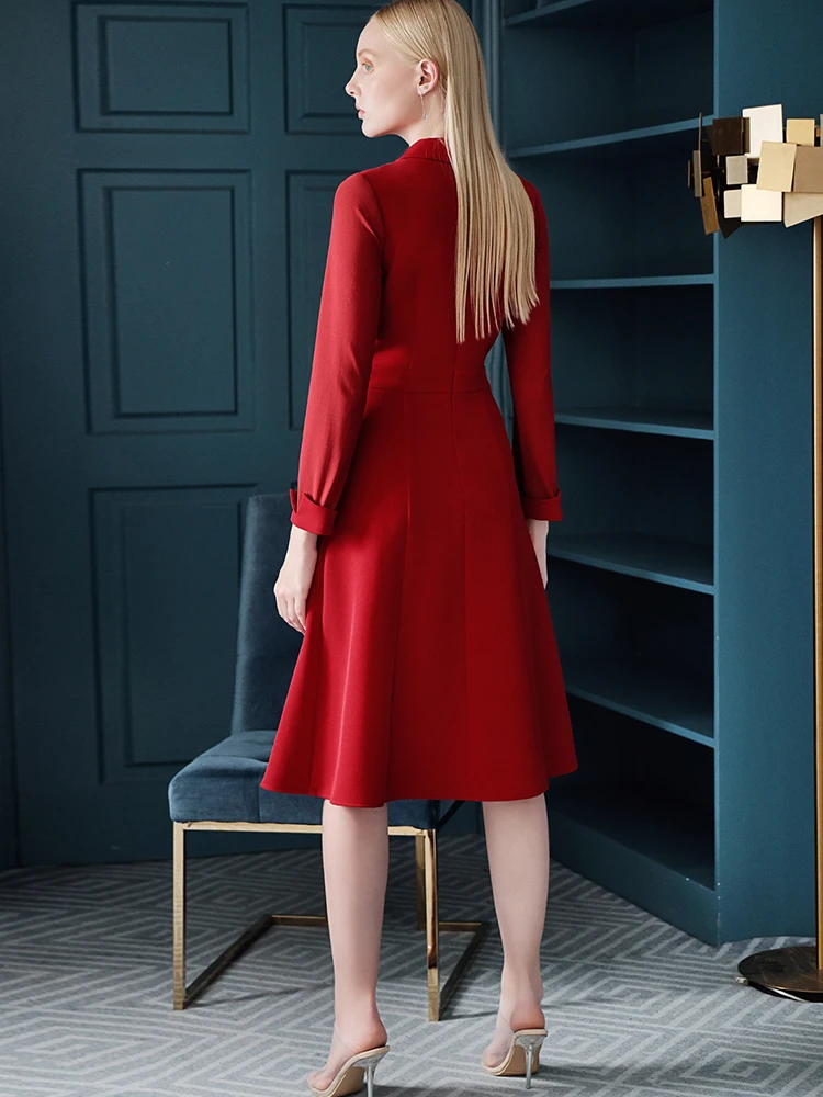 Женский офисный блейзер с длинным рукавом красное элегантное офисное платье для