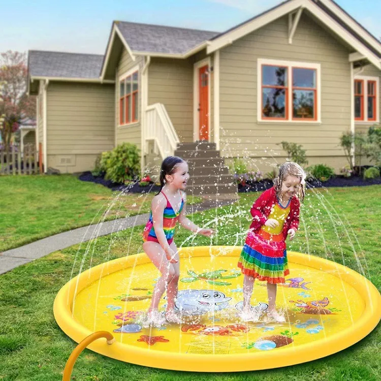 

170cm Inflatable Spray Water Cushion Summer Kids Play Water Mat Lawn Games Pad Sprinkler Play Toys Outdoor Tub Swiming Pool