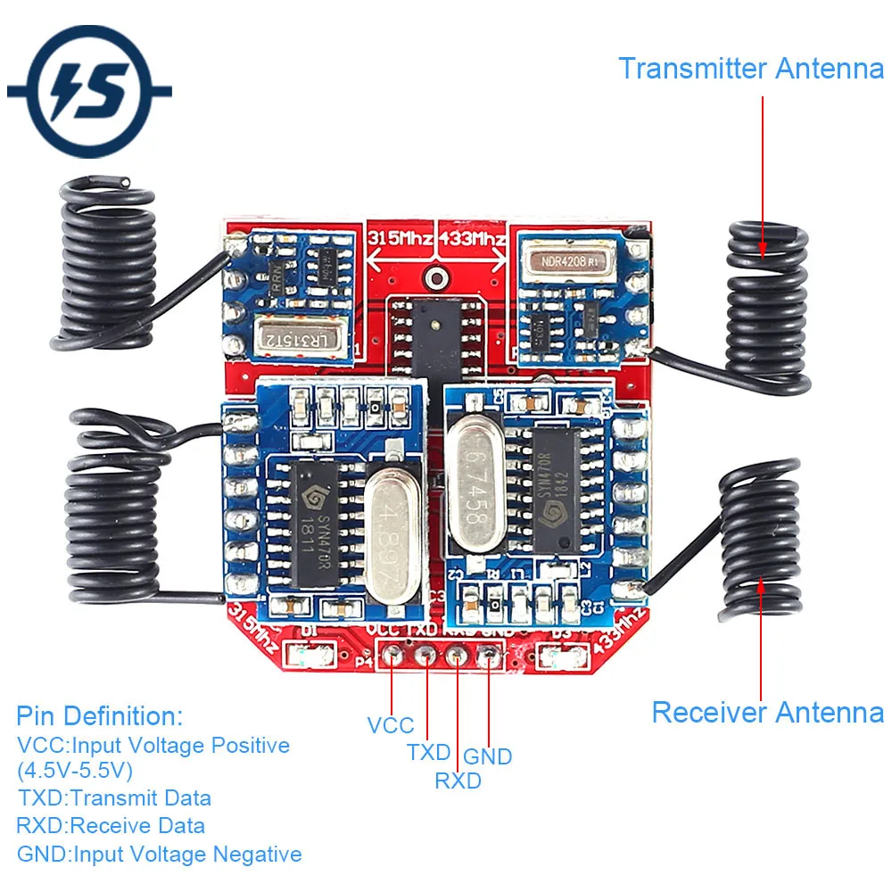 Двухчастотный передатчик + приемник UART модуль приемопередатчика с беспроводным