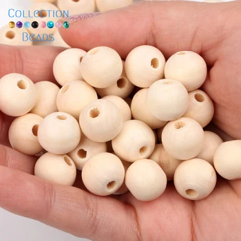 4-50mm 1-1000pcs Natural Wood Beads Round Spacer Wooden Pearl Lead-Free Balls Charms DIY For Jewelry Making Handmade Accessories 6