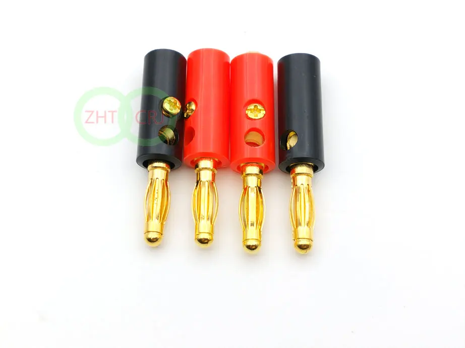 50 шт. высококачественные банановые штекеры 4 мм позолоченные красные + черные