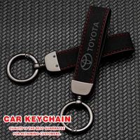 3d metal leather car emblem keychain key chain rings for toyota corolla yaris rav4 avensis auris camry c hr 86 priu accessories