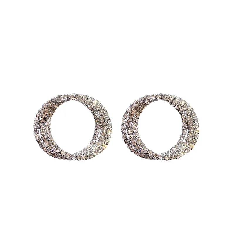 

Fashion Lady Round Circle Hoop Earrings for Women Rhinestone Trendy Delicate Earrings Charm Shiny Accessories Hot Sale