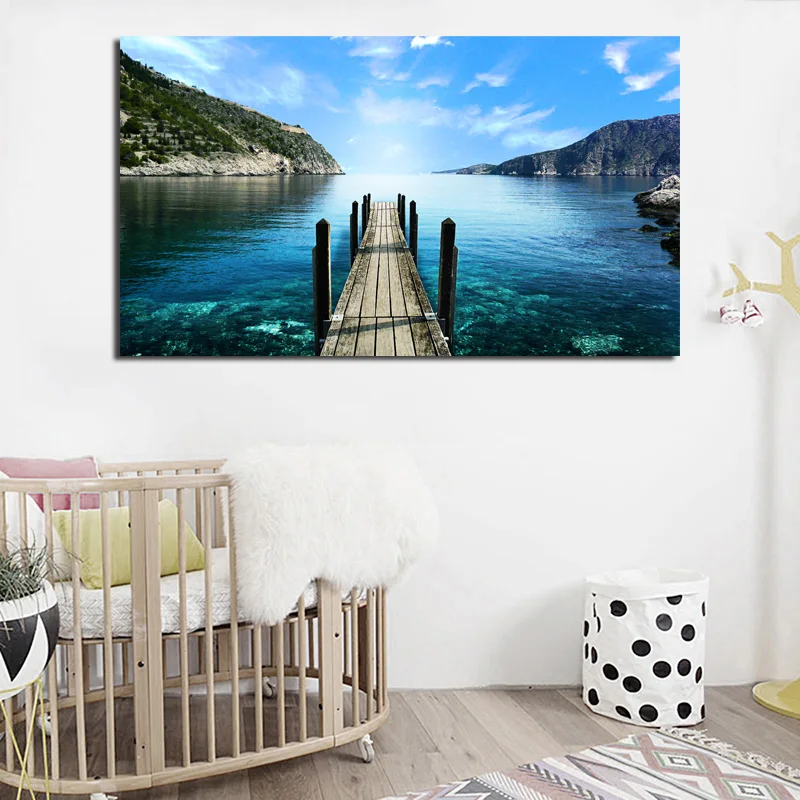 Плакаты на холсте с изображением синего озера гор природного пейзажа настенная
