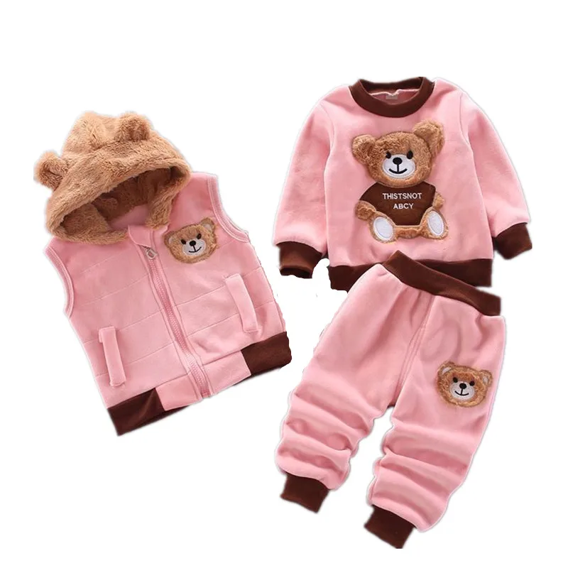 Spring Autumn baby Girls Clothing Sets Thicken winter Hooded jacket Coats +Pants 3PCS Baby Tracksuit Warm Kids Clothes | Детская одежда