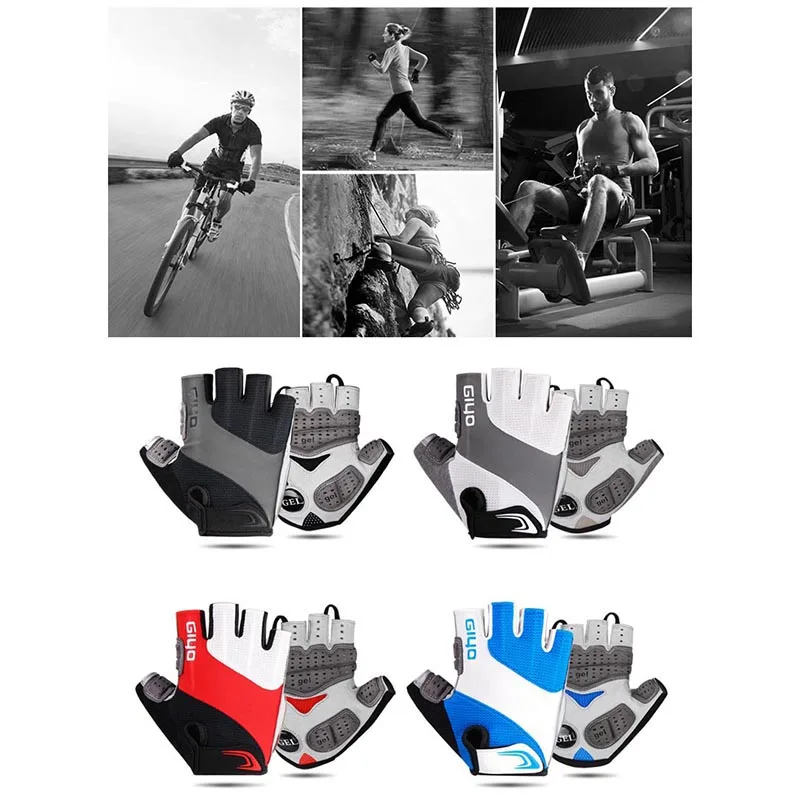 

New Cycling Gloves Bicycle Bike Gloves Anti Slip Shock Breathable Half Finger Short Sports Gloves Accessories For Men Women