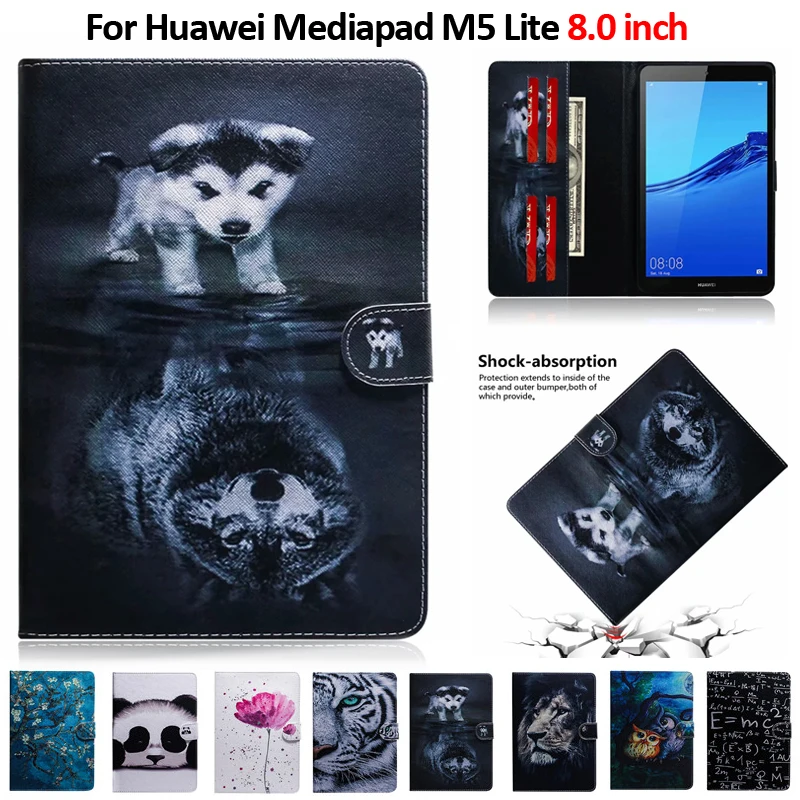 

Case For Huawei Mediapad M5 Lite 8 Color Pattern Tiger Lion Tablet For Huawei Mediapad M5 Lite 8 Case Coque M5 Lite 8.0 inch+Pen