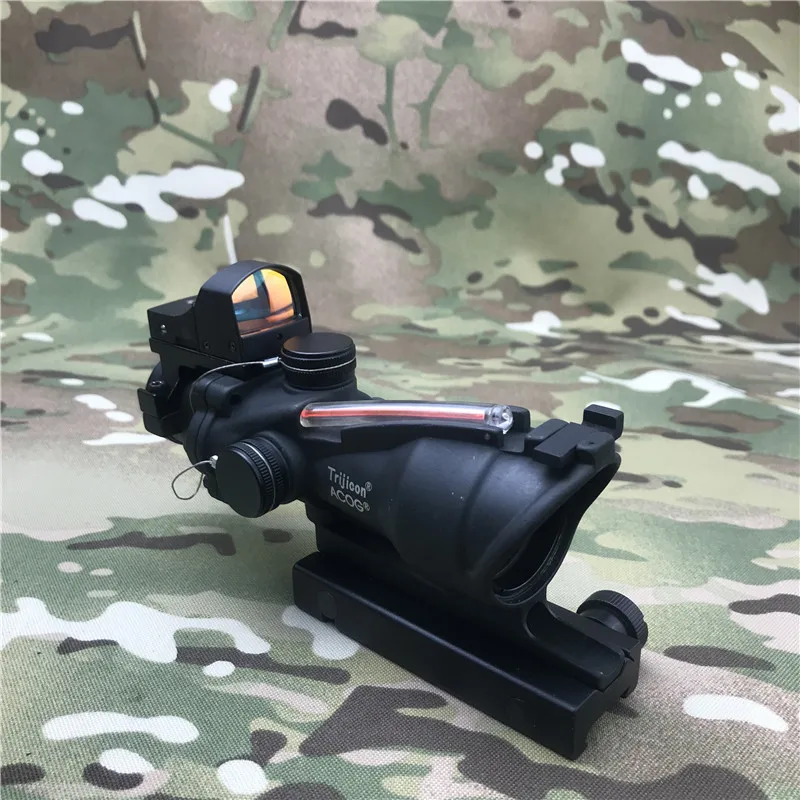 Тактический acog Стиль 4x32 винтовки с Пикатинни рейку и управления светом doc red