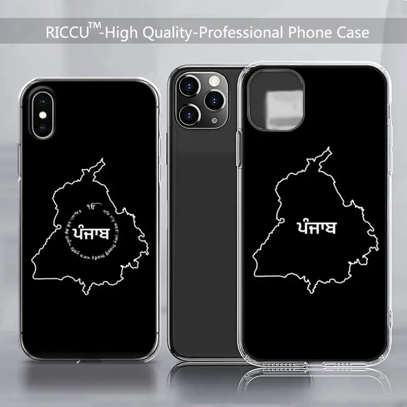 

Punjab Map Outline Phone Case Transparent for iPhone 13 12 11 pro Mini XS MAX 8 7 6 6S Plus X SE 2020 Phone Case