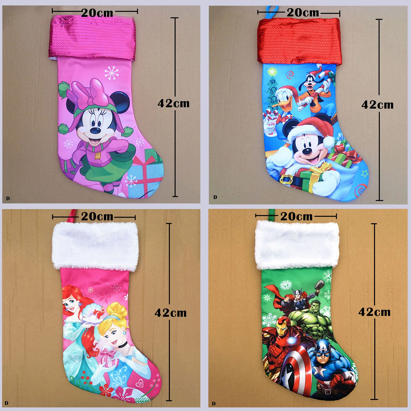 Children cartoon Christmas stockings princess socks kids gift candy packing bag mouse Superherro | Дом и сад