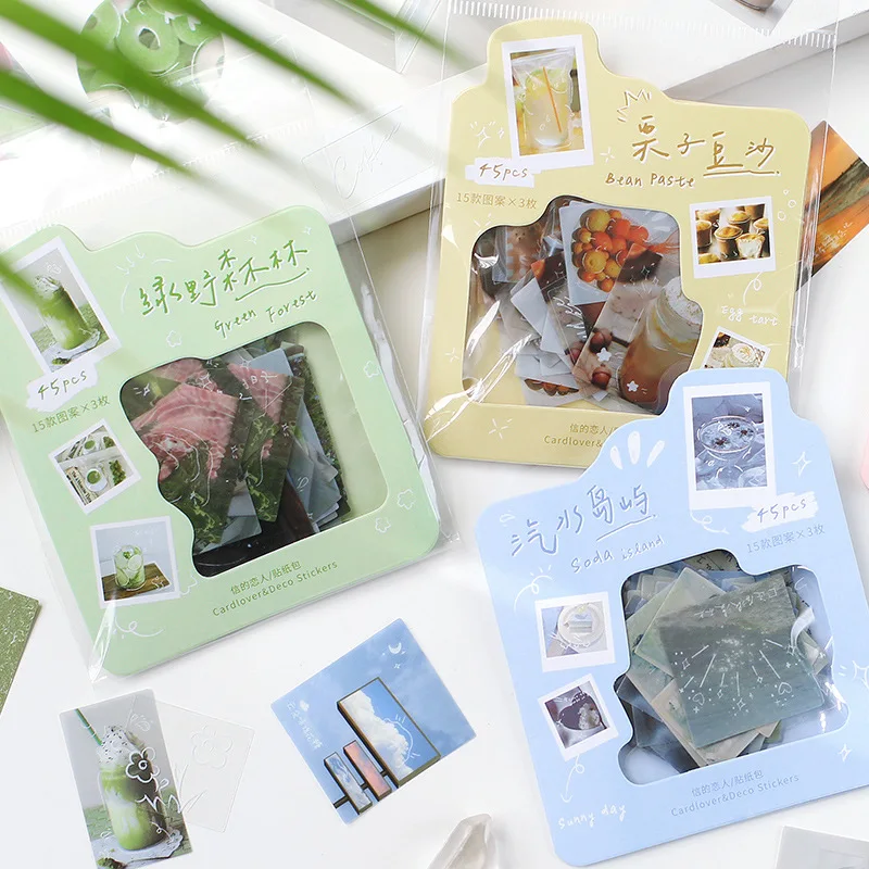 

45 шт./лот декоративные наклейки из ПВХ с изображением вкусных десертов, стикеры для скрапбукинга, этикетка, дневник, канцелярские принадлеж...