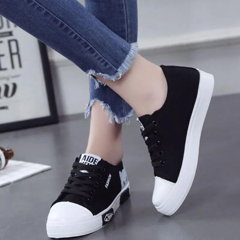 

OKKDEY 2020 Casual Women Shoes Sneakers Women Canvas Shoes Lace Up Cartoon Vulcanized Shoes Zapatos De Mujer