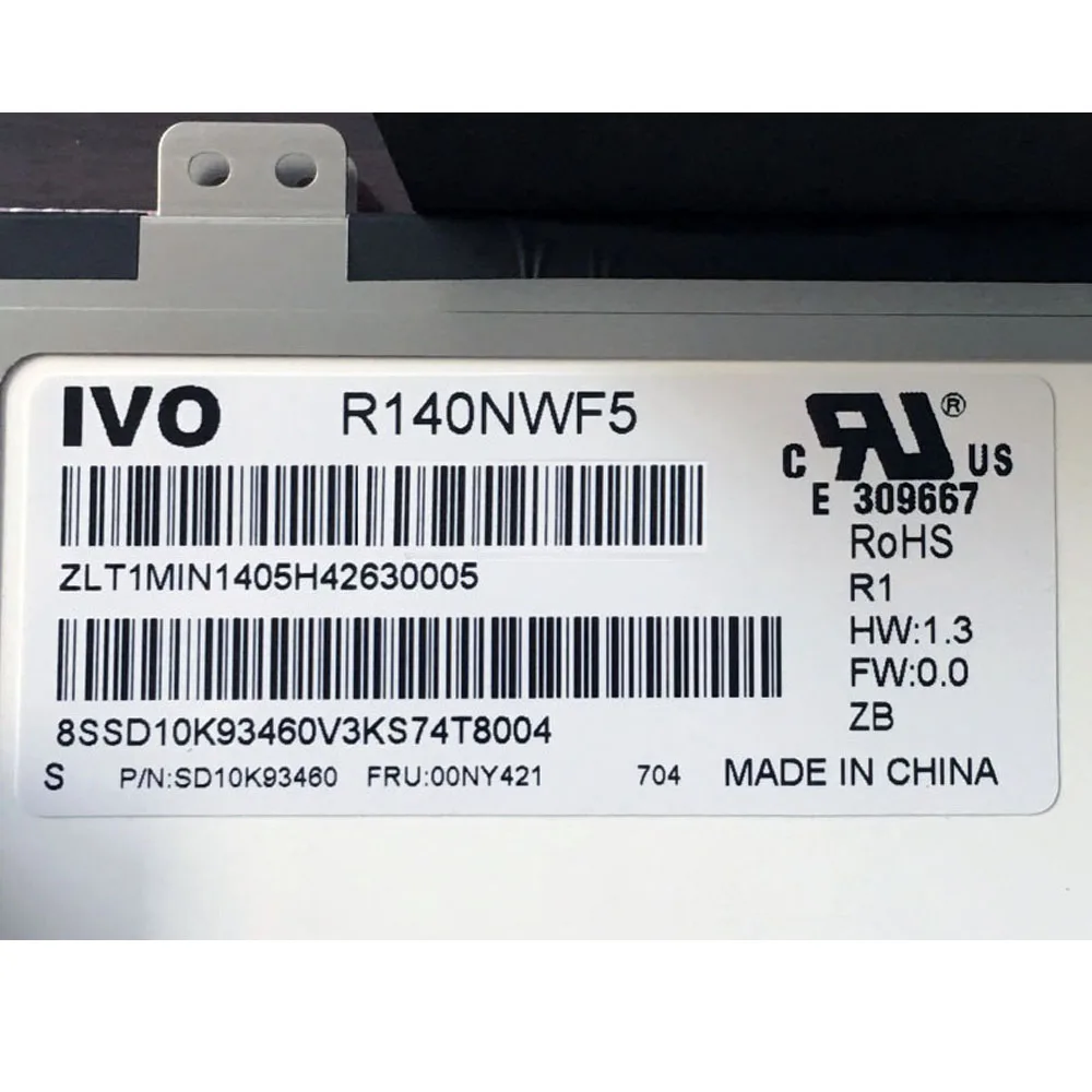 Светодиодный ЖК-дисплей R140NWF5 IVO сенсорный экран дигитайзер для Lenovo Thinkpad T470S Fru 00NY421