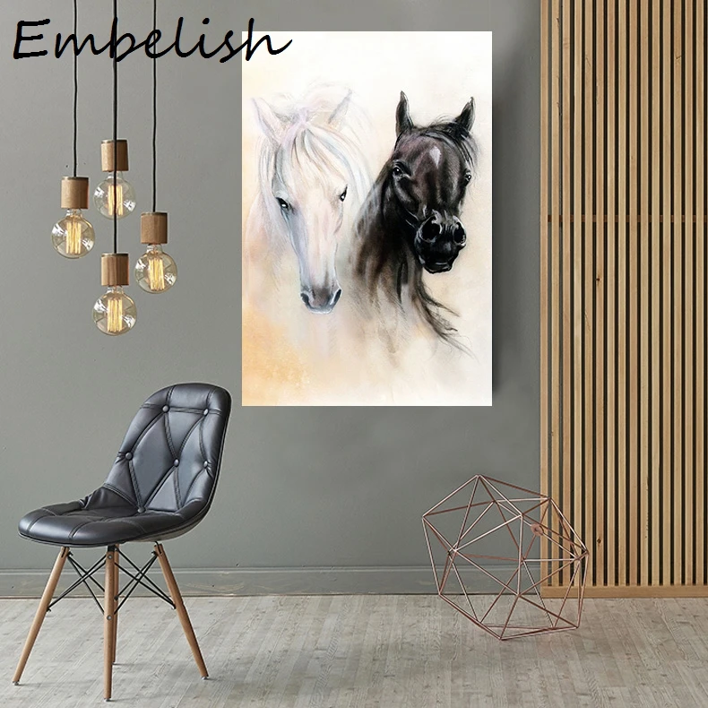 

1 Pieces Black And White Horses Wild Animals Wall Posters For Modern Home Decor Pictures Living Room Artwork HD Canvas Paintings