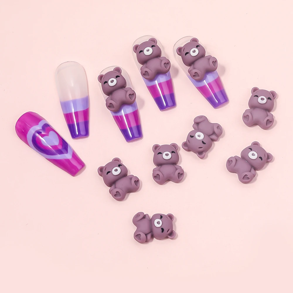 

10 Pieces Kawaii Bear Resin Nails Art Decorations 3D Cute Cartoon Bear Accessories Japanese Nail Art Design DIY Craft Accessorie