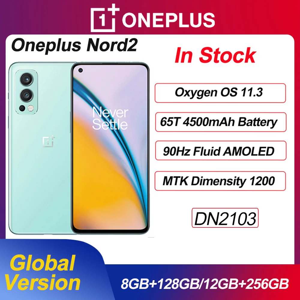 

Global Version OnePlus Nord 2 5G Smartphone 8GB 128GB Dimensity 1200-AI 50MP AI Camera Warp Charge 65 90Hz Fluid AMOLED Display
