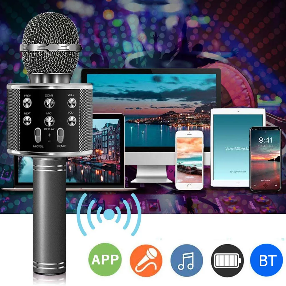 Микрофон KTV совместимый с Bluetooth беспроводной микрофон профессиональный динамик