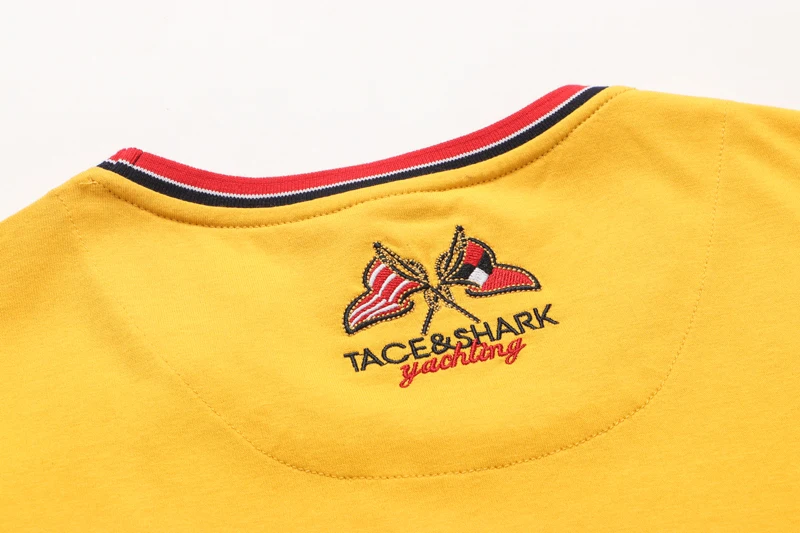 

men TACE&SHARK T-shirt cotton Short sleeve shirt 2021 summer new o-neck Fashion thin embroidery Solid color free shipping
