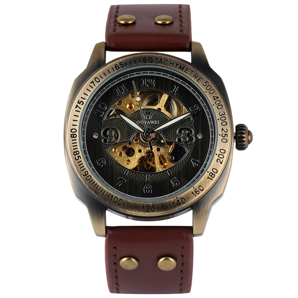 Мужские автоматические механические часы скелетоны светящиеся стрелки