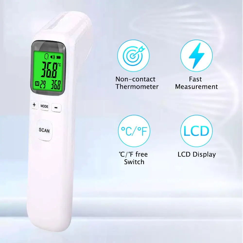 

Meter Digital Thermometer Infrared Baby Display Adult Non-Contact Body Temperature Meter LCD 3 Colors Forehead Thermometer Gun