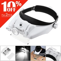 11 5x headband eyeglass magnifier 6 amplification ratio adjustable magnifying glass with 3 led light for drawing handicraft