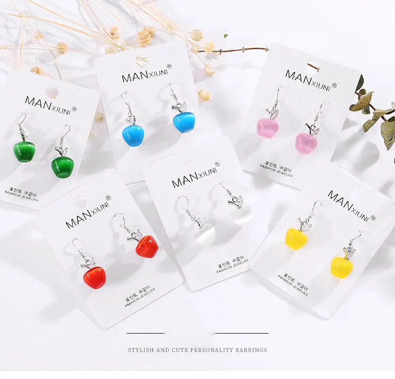 Fashion Boutique Cat Eye Apple Earrings for Women Accessories Crystal Jewelry Hot Lovely pendientes mujer moda Gift