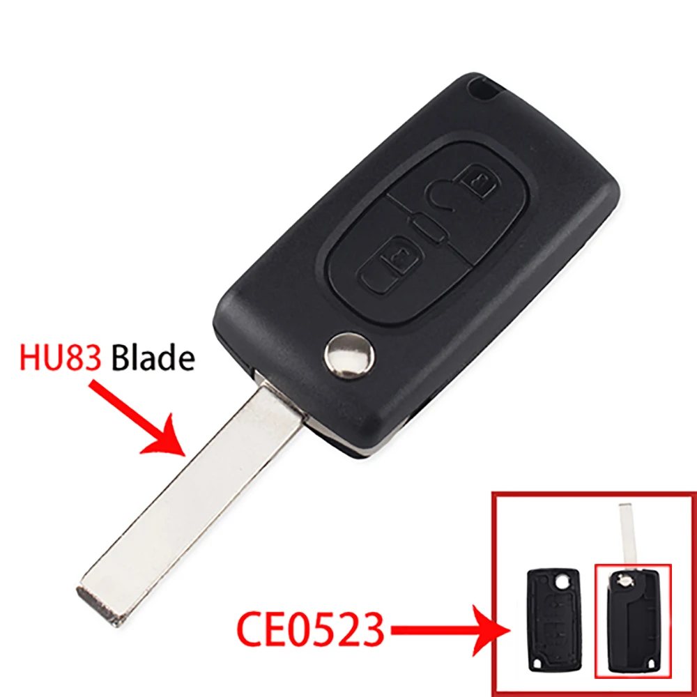 

Dandkey 2 Buttons For Peugeot 307 408 308 3008 Fob CE0536 CE0523 Remote Car Key Replacement Shell Case With VA2 Blade HU83 Blade