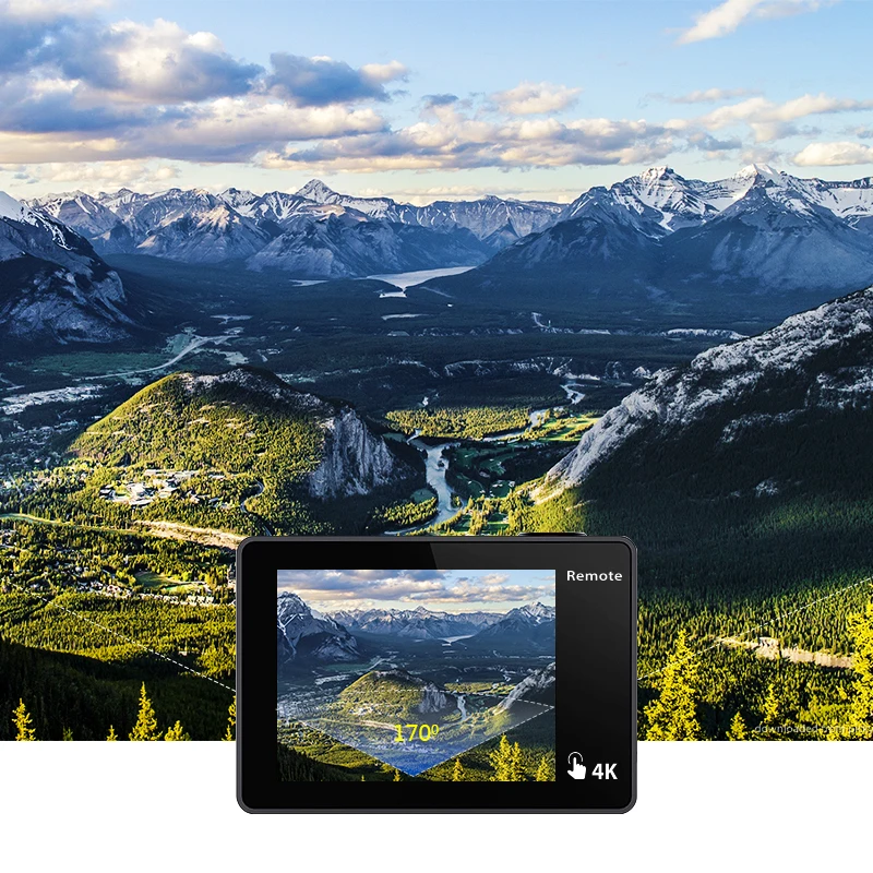Экшн-камера EKEN H5S Plus HD 4K 30fps EIS с чипом Ambarella A12 внутри, водонепроницаемая на 30 метров, с сенсорным экраном 2.0 дюйма.
