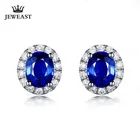 Мл натуральный сапфир, 18 К, чисто золотые серьги, настоящее золото AU 750, серьги с бриллиантами, модные ювелирные украшения, Лидер продаж, новинка 2020