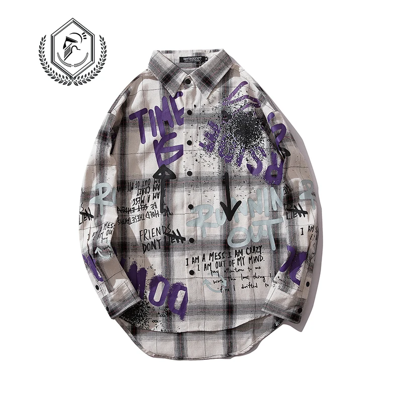 Мужская модная Свободная Повседневная рубашка в клетку стиле хип-хоп | одежда