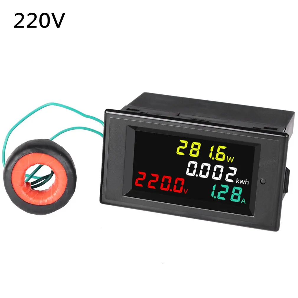 

Color LCD Display Panel Meter Energy Watt Meter With Voltmeter Ammeter Power Meter AC Multimeter 220V 380V 100A
