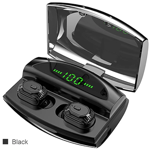 XG20 2200 мАч TWS беспроводные наушники Bluetooth с дисплеем питания мини спортивные 8D стерео беспроводные наушники гарнитура зарядка - Цвет: Black
