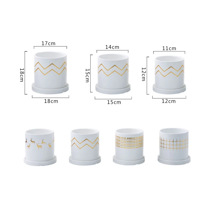 

ns Nordic ceramic flowerpot round vase cylindrical white home flower pot orchid succulent green plants gardening potted plants