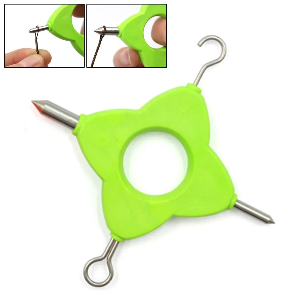 

4-in-1 Multi-function Fishing Hook Puller Green Stainless Steel Durable Compact Portable Carp Fishing Bait Cage Drilling Tool