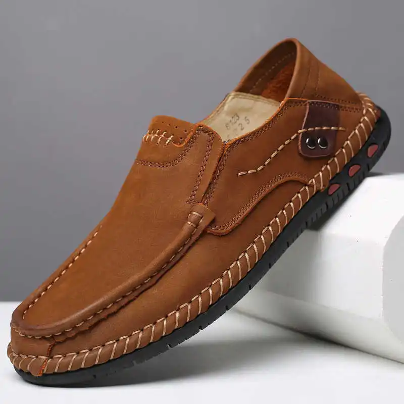 

Мужские кожаные туфли на мягкой подошве, коричневые дышащие легкие повседневные туфли, новинка весеннего сезона 2021