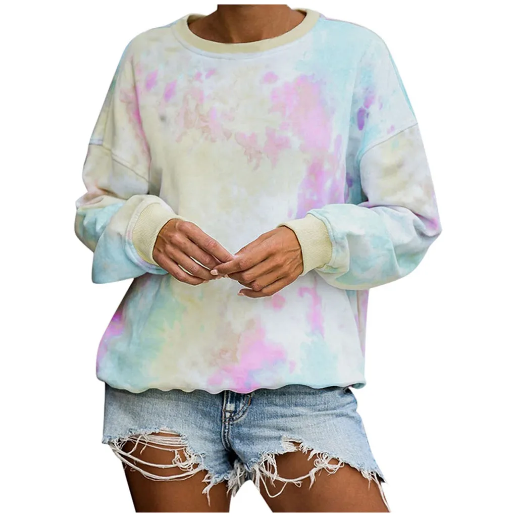 Женская толстовка с галстуком краской уличная принтом пуловеры мода 2020