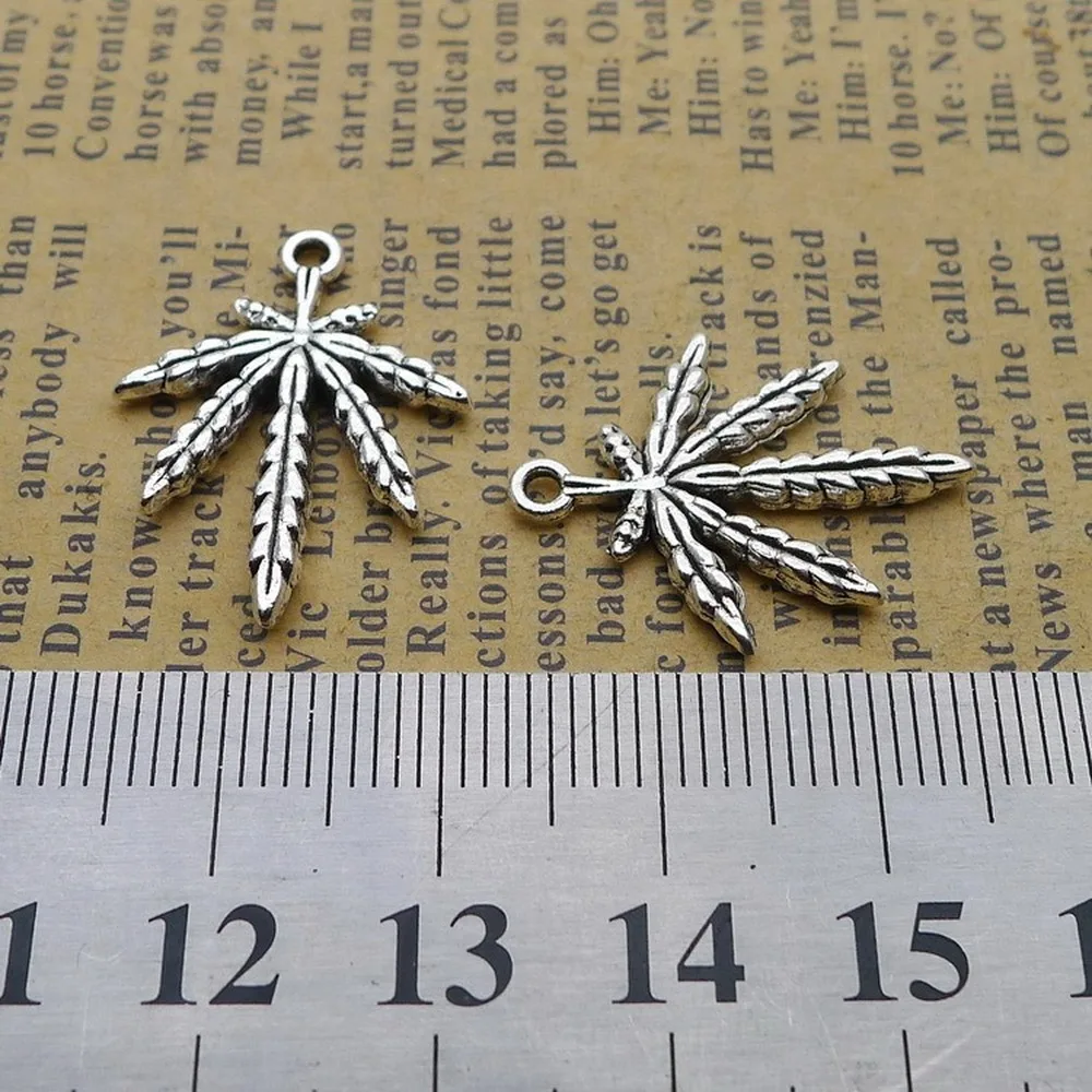 

150pcs Leaves Charms 18mm x 24mm DIY Jewelry Making Pendant antique silver color