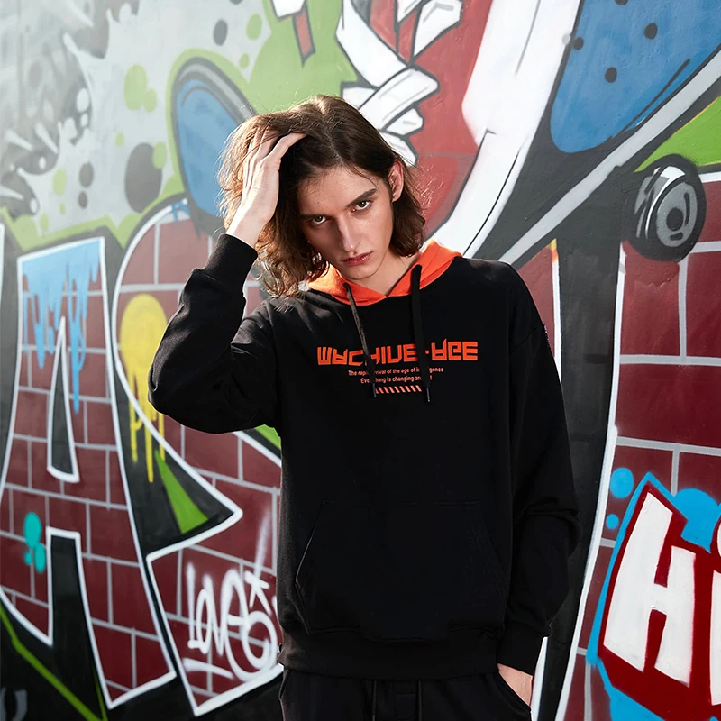 Мужские толстовки KELME Мужская толстовка в стиле хип хоп с буквенным принтом