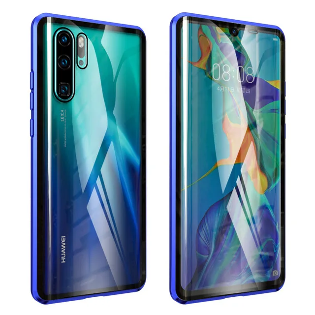 Blue Luphie полный обертывающийся Магнитный чехол для huawei P30 Pro Чехол 9H Передняя Задняя крышка из закаленного стекла чехол для телефона huawei P30 чехол - Цвет: Blue