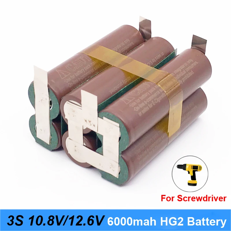 3S 12 В 18650 hg2 3000 мАч 20 А для шуруповерта 6 в аккумулятор со сваркой Φ 3S2P батарейный