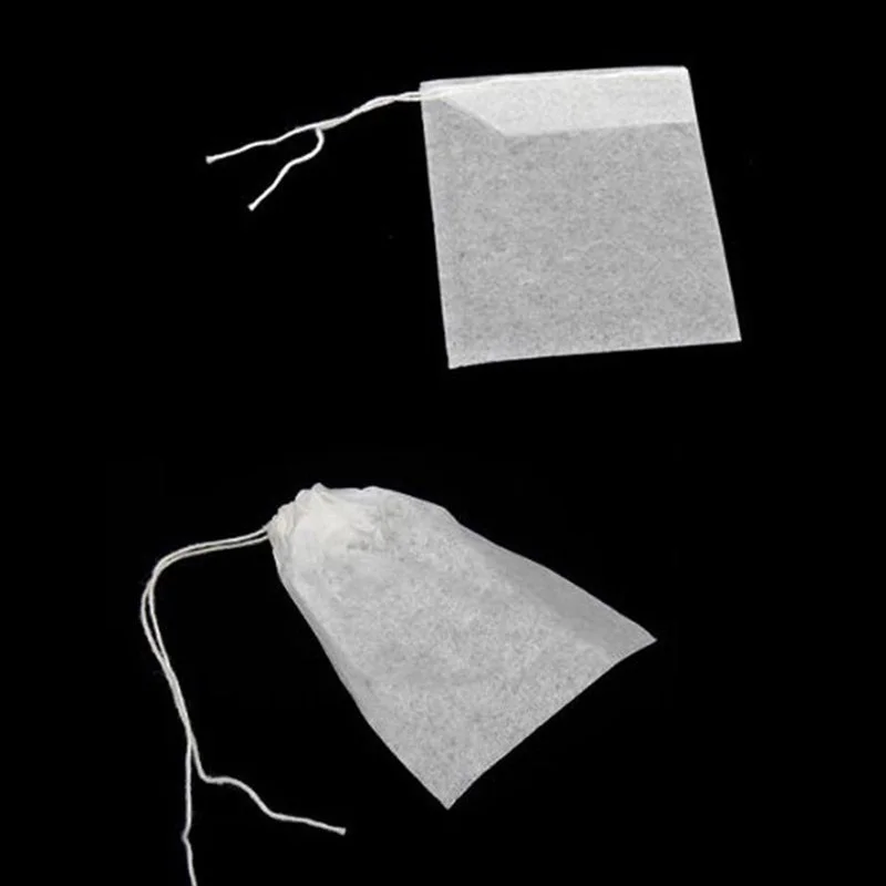 

100pcs Disposable Empty Tea Bags 5.5 x 7cm Drawstring Paper Teabags Healthy Tea Filter xqmg Disposable Tea Bags Teaware Kitchen