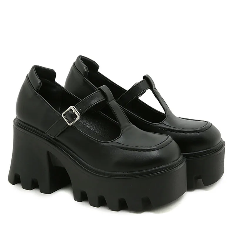 Женские туфли на резиновой подошве удобная обувь в стиле ретро Туфли Мэри Джейн