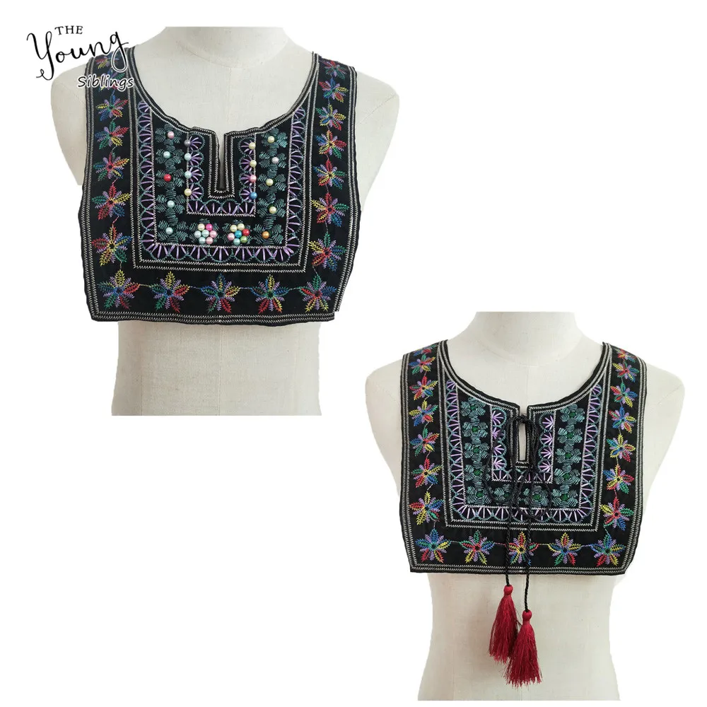 Швейный кружевной воротник в этническом стиле вышивка Кружевная аппликация на