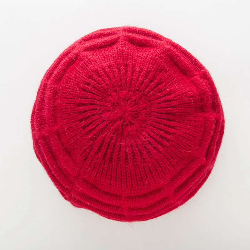 Женский зимний теплый флисовый Берет шерстяной жаккардовый Полосатый Вязаный